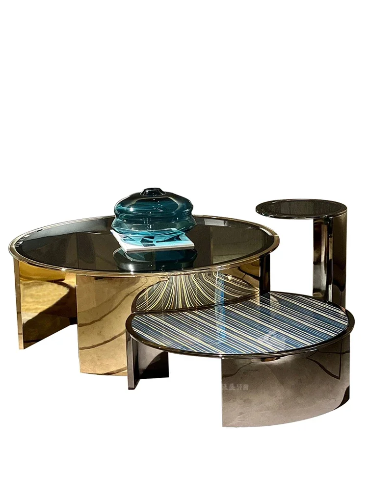 Coffee Table Light Luxury Living Room High-End Designer Simple Stainless Steel round Tempered Glass Combination
Coffee Table Light Luxury Living Room High-End Designer Simple Stainless Steel round Tempered Glass Combination