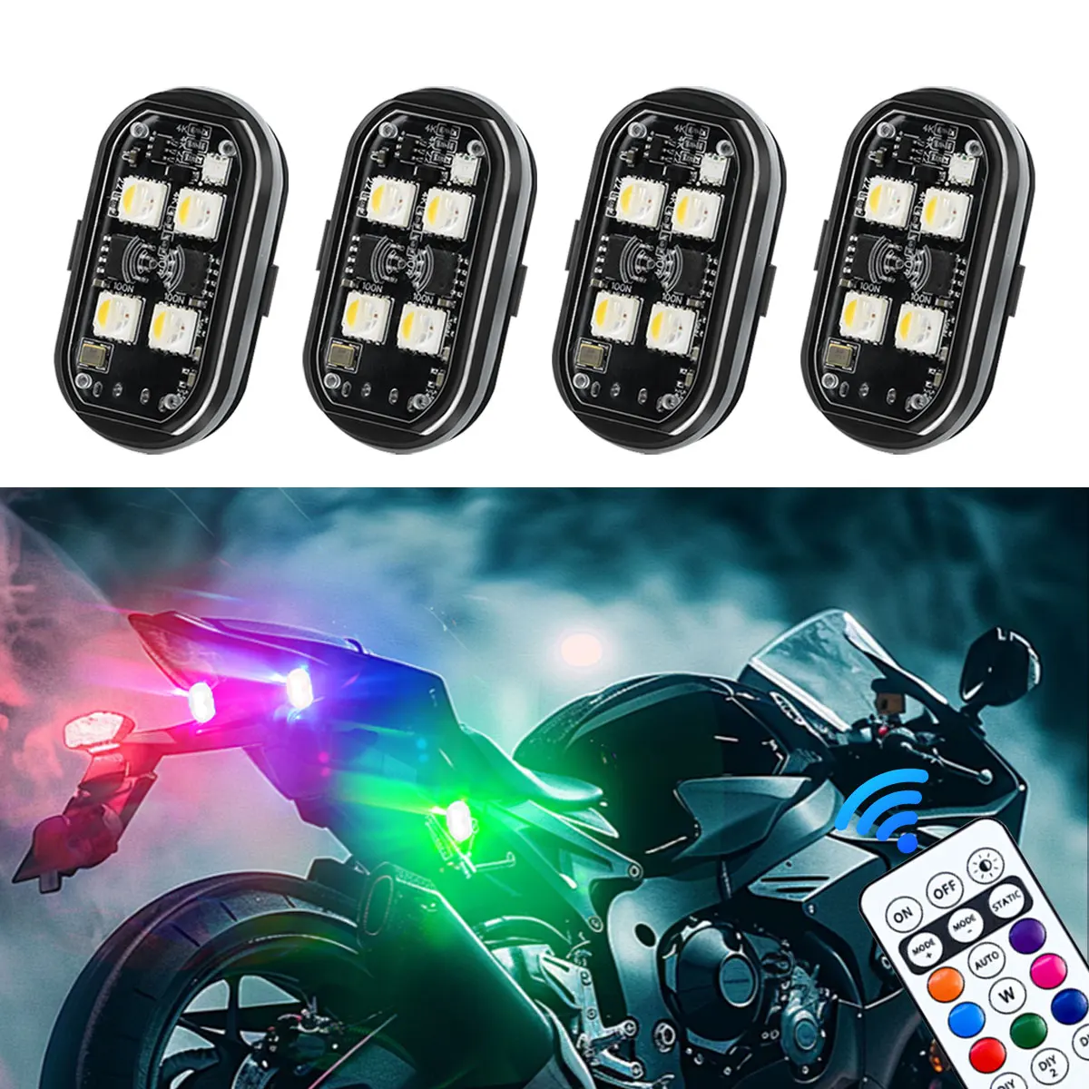 1/2/4PCS Motorcycle Warning Light Strobe Flash RGB LED Decorative Light with Remote Control Rechargeable Motorcycle Accessories
1/2/4PCS Motorcycle Warning Light Strobe Flash RGB LED Decorative Light with Remote Control Rechargeable Motorcycle Accessories