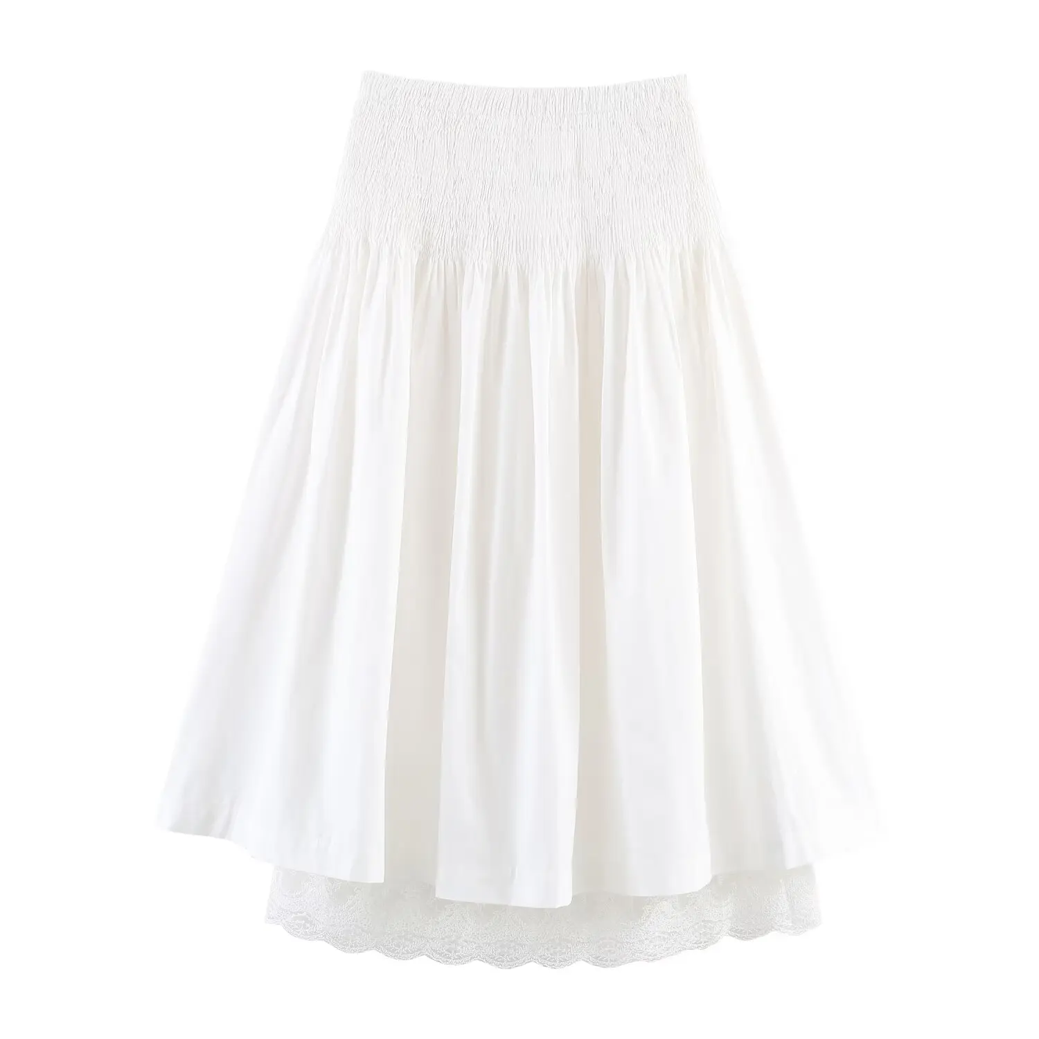 WOMAN 2026 Summer New Chic Fashion Lace Stitching Midi Skirt Retro A Line High Elastic Waist Casual Female Skirts Mujer
WOMAN 2026 Summer New Chic Fashion Lace Stitching Midi Skirt Retro A Line High Elastic Waist Casual Female Skirts Mujer