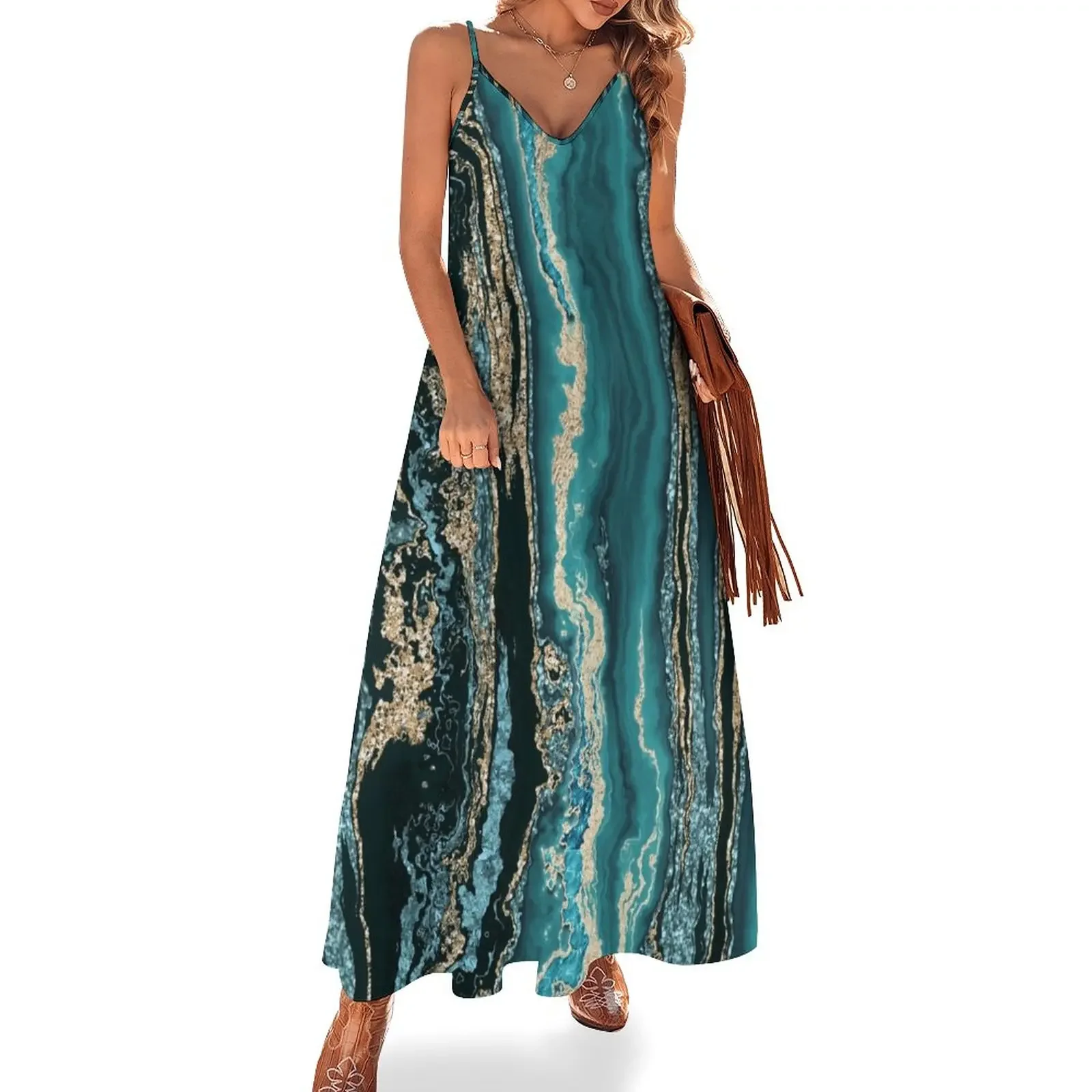 Turquoise Gold Sparkling Luxury Marble Gemstone Art Sleeveless Dress prom dresses bandage dress Dress
Turquoise Gold Sparkling Luxury Marble Gemstone Art Sleeveless Dress prom dresses bandage dress Dress