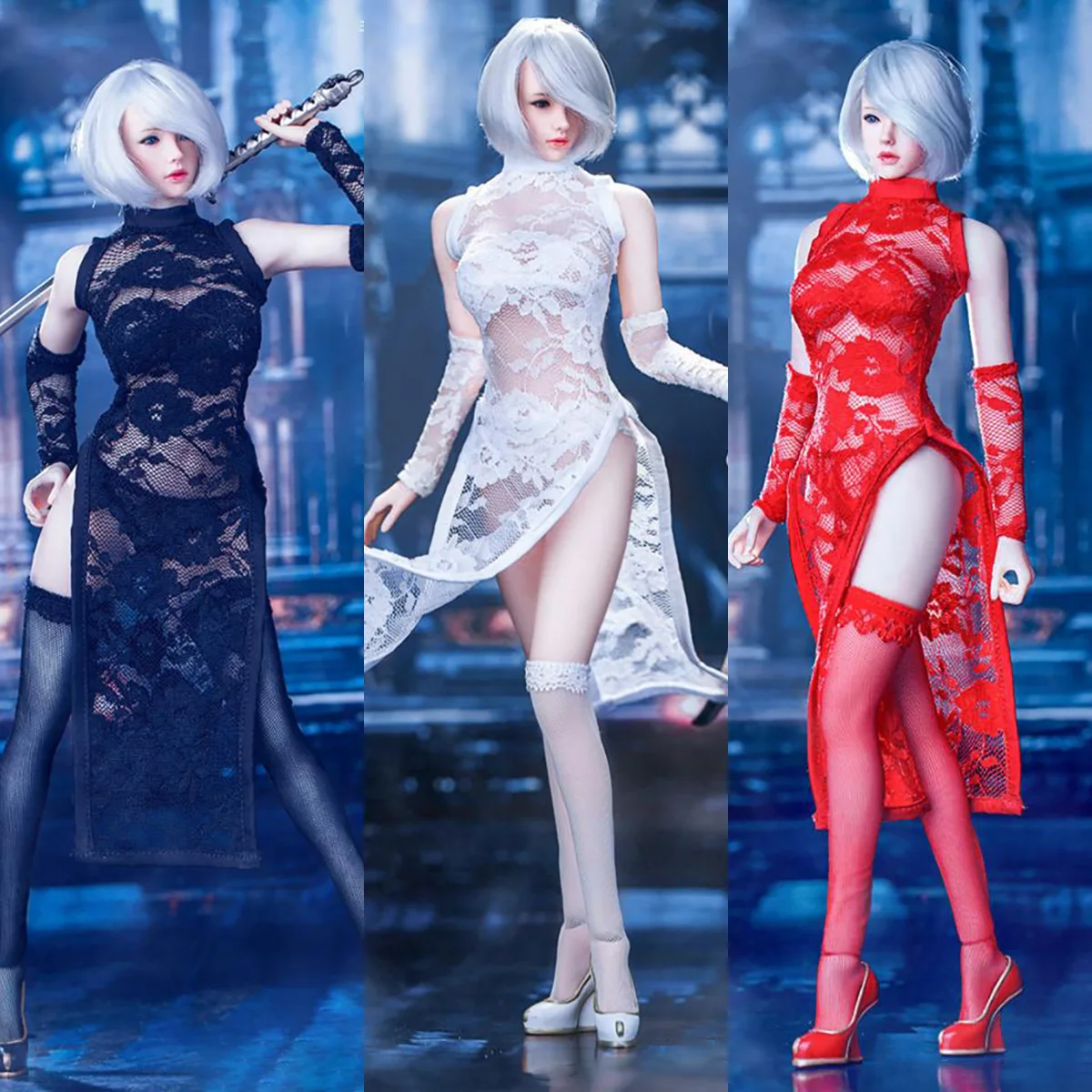MM011 1/6 Scale 2B Sister Cheongsam Lace Dress Lingeries Stocking Clothes Model Fit 12'' Female Soldier Action Figure Body Dolls
MM011 1/6 Scale 2B Sister Cheongsam Lace Dress Lingeries Stocking Clothes Model Fit 12'' Female Soldier Action Figure Body Dolls