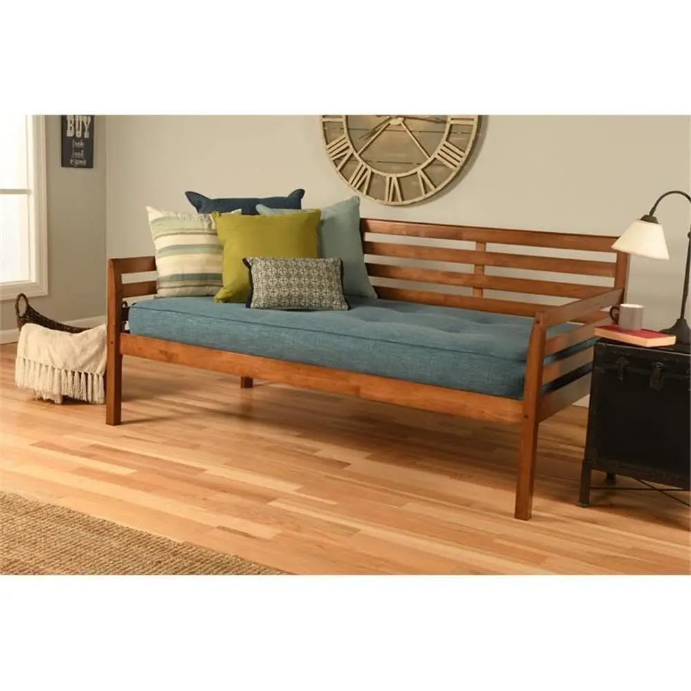 Row Wood Twin Daybed, Medium Brown Finish, Solid Hardwood Construction, 38.5 H x 80 W x 42.5 D, Sturdy Casters, PlantationGrown
Row Wood Twin Daybed, Medium Brown Finish, Solid Hardwood Construction, 38.5 H x 80 W x 42.5 D, Sturdy Casters, PlantationGrown