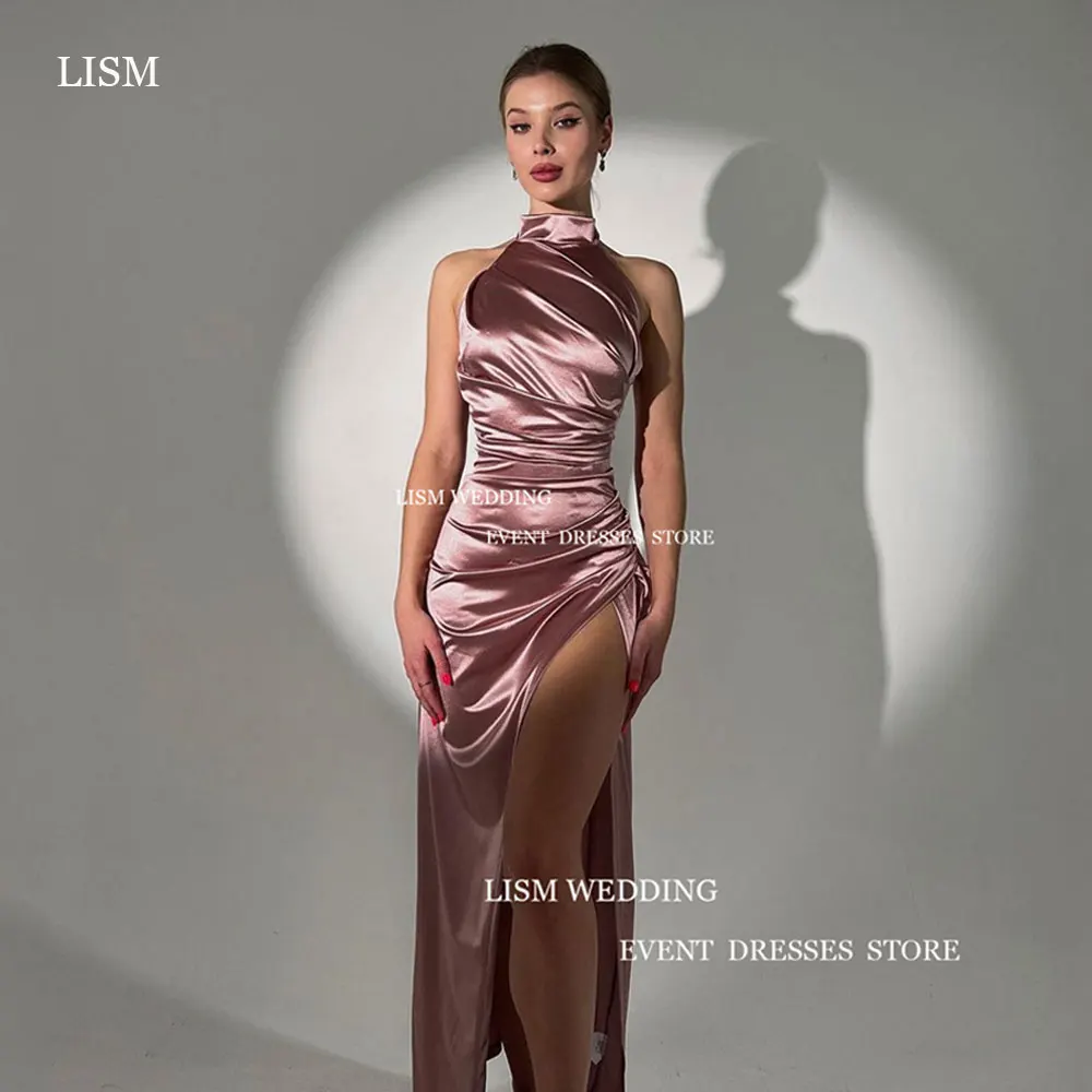 LISM Sexy Mermaid Evening Dress High Neck High Split Prom Gown Silk Satin Sleeveless Formal Occasion Dresses Custom Made
LISM Sexy Mermaid Evening Dress High Neck High Split Prom Gown Silk Satin Sleeveless Formal Occasion Dresses Custom Made