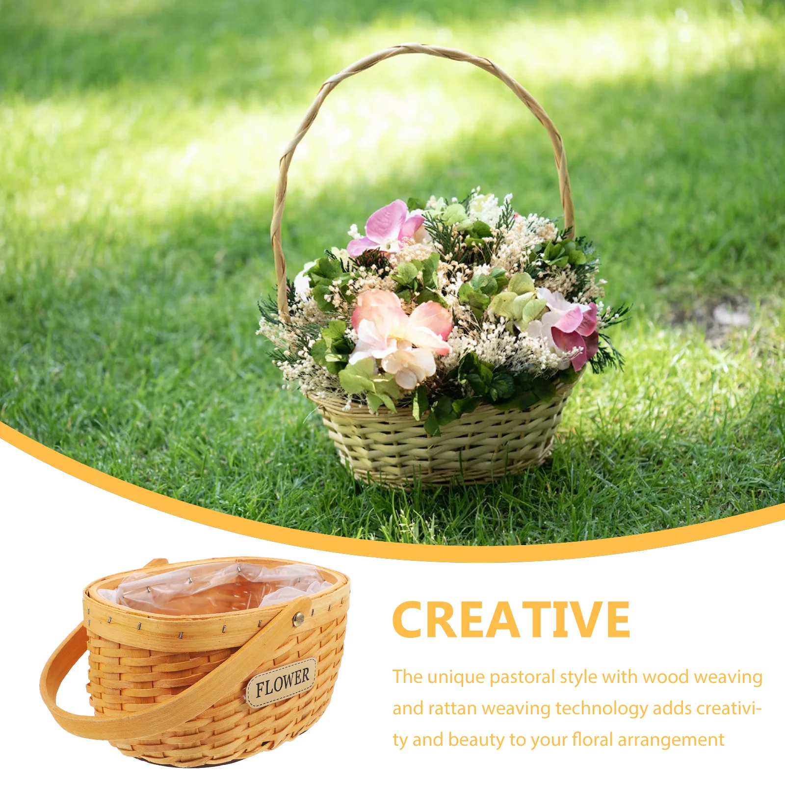 Rattan Flower Basket Woven Handle Baskets Handmade Holder Floral Decorative Storage Wedding Gift Basket Woven Flower Baskets 
Rattan Flower Basket Woven Handle Baskets Handmade Holder Floral Decorative Storage Wedding Gift Basket Woven Flower Baskets