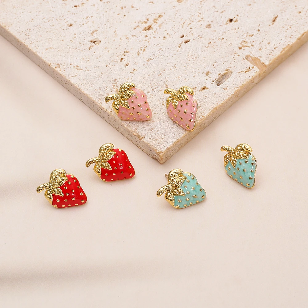 Gold Color Stainless Steel Strawberry Stud Earrings For Women Vintage Daily Wear Jewelry Cartoon Cute Small Exquisite Party Gift
Gold Color Stainless Steel Strawberry Stud Earrings For Women Vintage Daily Wear Jewelry Cartoon Cute Small Exquisite Party Gift