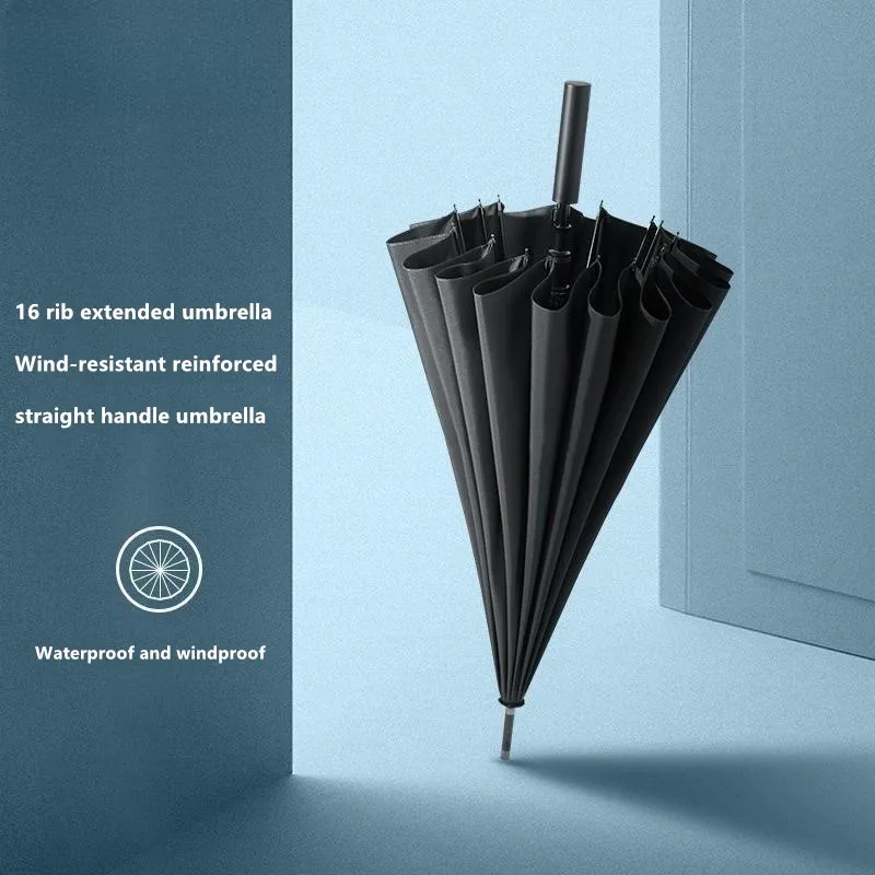 16-rib Steel Reinforced Straight Handle Semi-automatic Umbrella Rainproof Windproof Sturdy Business Long Handle Golf Umbrella
16-rib Steel Reinforced Straight Handle Semi-automatic Umbrella Rainproof Windproof Sturdy Business Long Handle Golf Umbrella