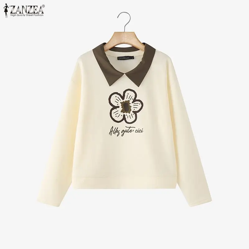 Весенние женские толстовки ZANZEA с цветочным принтом, с отложным воротником, длинными рукавами, имитация двухслойности, пуловеры, повседневная свободная одежда
Весенние женские толстовки ZANZEA с цветочным принтом, с отложным воротником, длинными рукавами, имитация двухслойности, пуловеры, повседневная свободная одежда