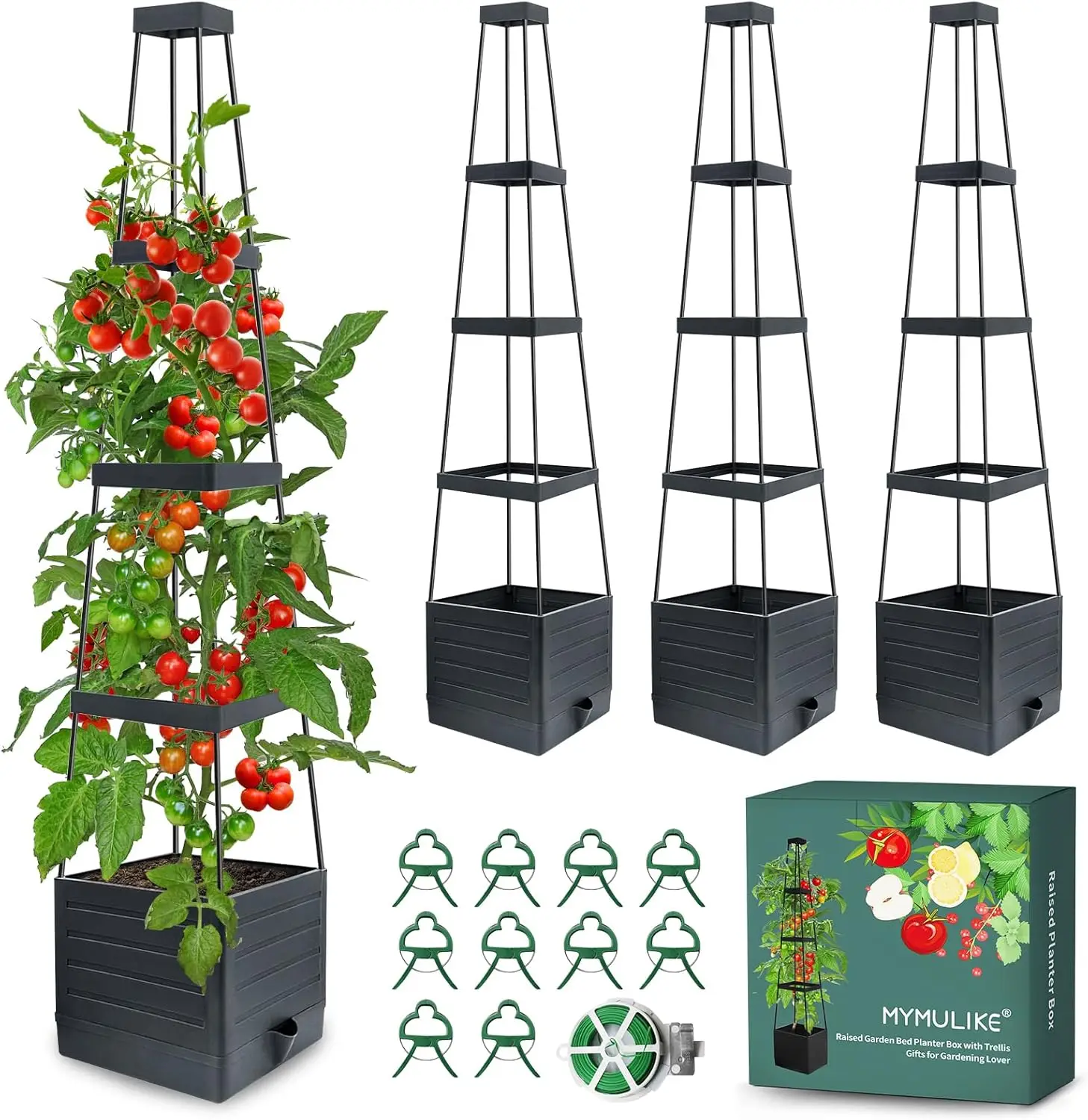 Raised Garden Bed 4 Packs, Planter Boxes with Trellis 58.3'' Tomato Planters for Climbing Vine Vegetables Flowers Plants Self Wa
Raised Garden Bed 4 Packs, Planter Boxes with Trellis 58.3'' Tomato Planters for Climbing Vine Vegetables Flowers Plants Self Wa
