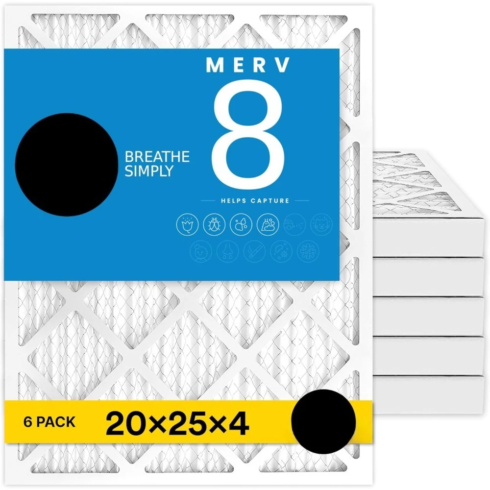 Воздушный фильтр MERV 8, 20x25x4, 6 штук, для систем отопления, вентиляции и кондиционирования (HVAC), от пыли, шерсти животных и аллергенов
Воздушный фильтр MERV 8, 20x25x4, 6 штук, для систем отопления, вентиляции и кондиционирования (HVAC), от пыли, шерсти животных и аллергенов
