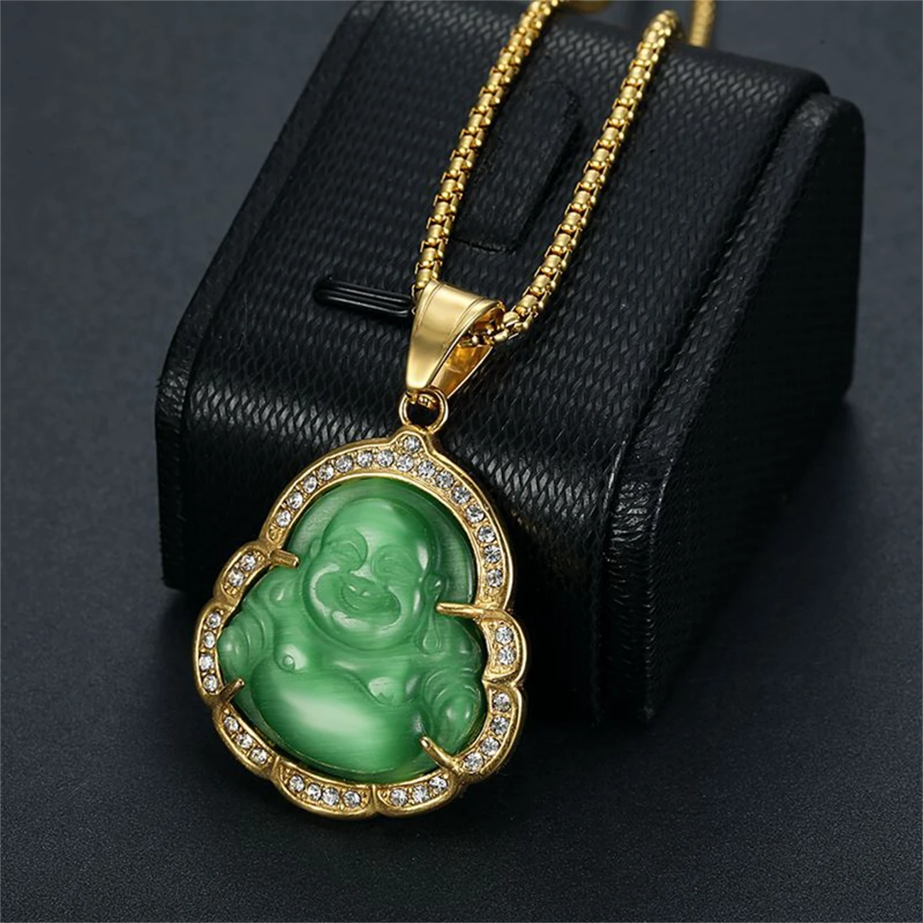 Hip-Hop National Trend New Stainless Steel Vacuum Gold-Plated Rhinestone Inlaid Cat's Eye Stone Big Belly Maitreya Buddha Pendant Without Chain
Hip-Hop National Trend New Stainless Steel Vacuum Gold-Plated Rhinestone Inlaid Cat's Eye Stone Big Belly Maitreya Buddha Pendant Without Chain