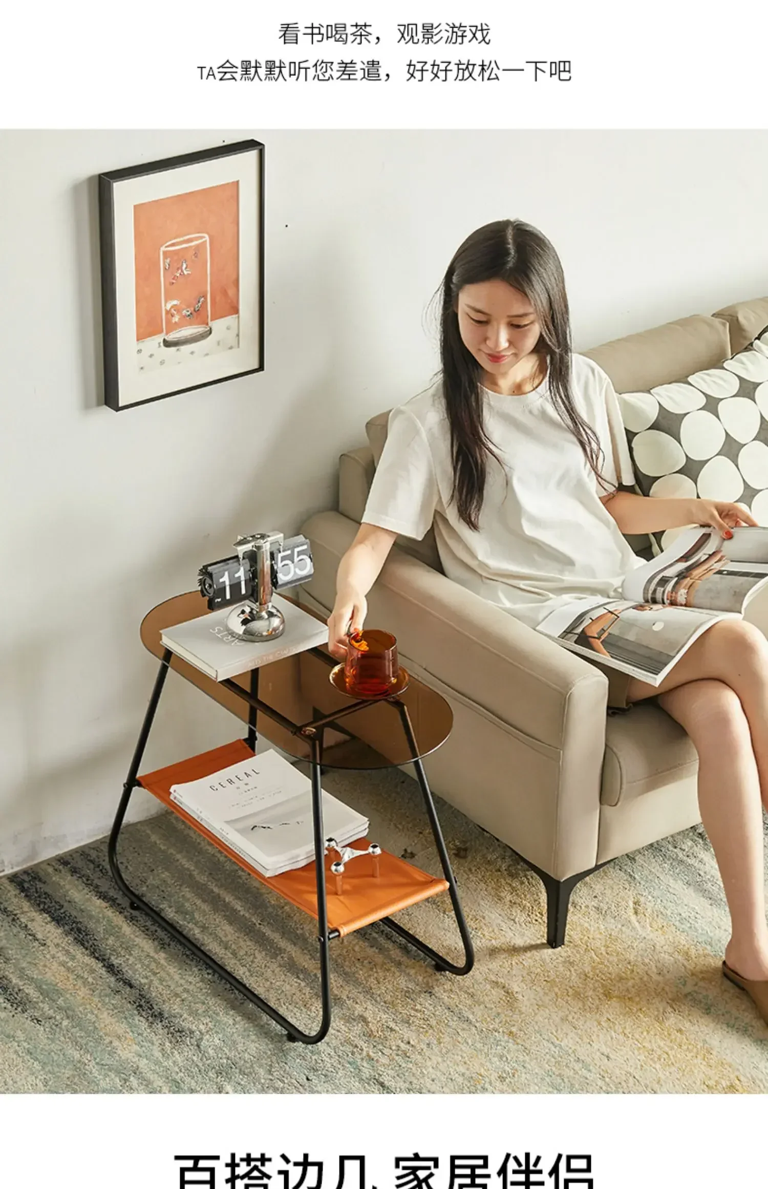 Light Luxury Glass Storage Side Table Light Luxury Glass Storage Side Table