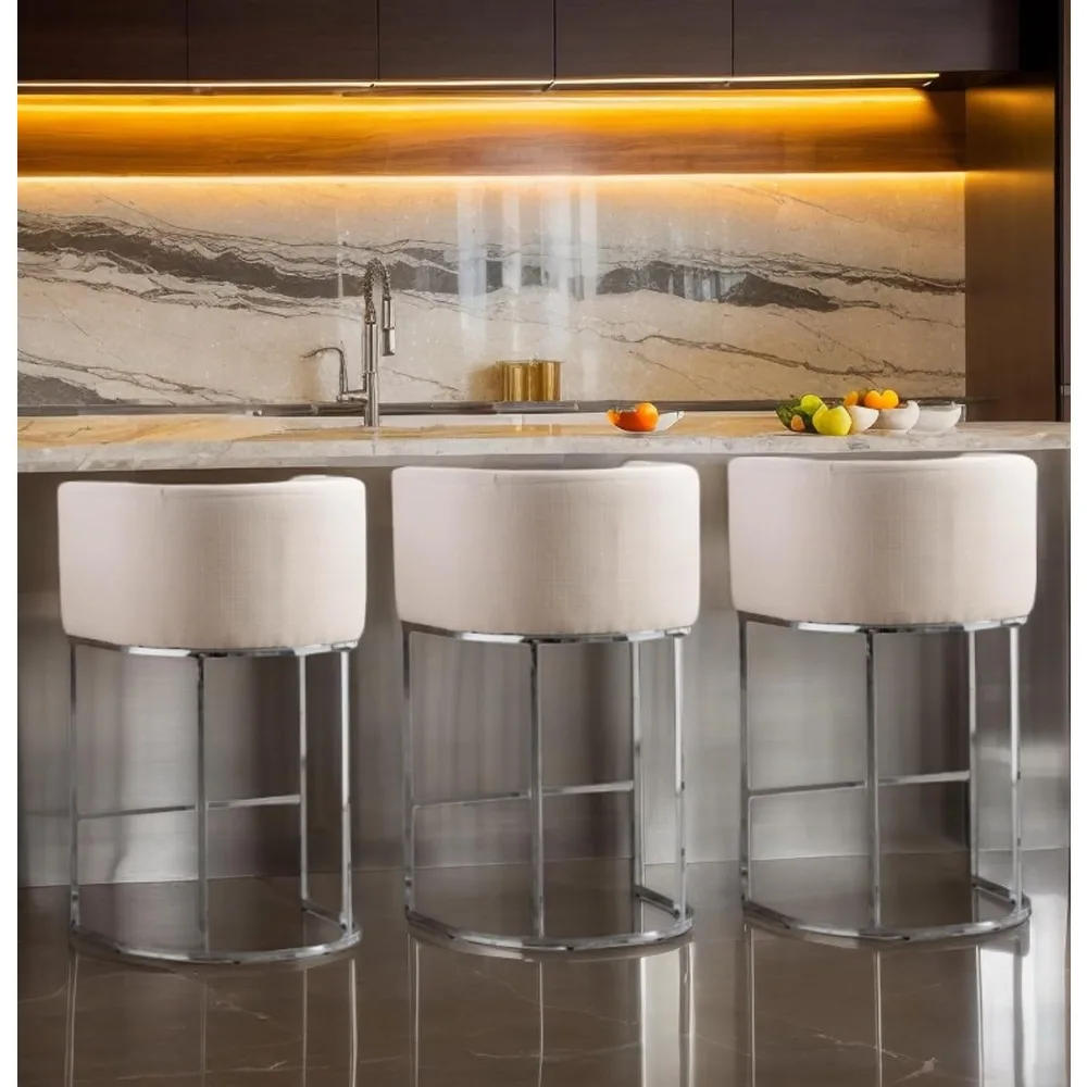 Contemporary Cream Linen Bar Stools Set of 3, 29" Upholstered Fabric Counter Height Barstools Kitchen Counter Island Stools
Contemporary Cream Linen Bar Stools Set of 3, 29" Upholstered Fabric Counter Height Barstools Kitchen Counter Island Stools