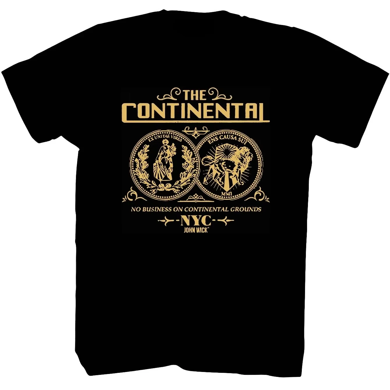 Men'S John Wick Movie Graphic T-Shirt Double-Sided Coin Design The Continental Text - Thin Tee Black Shirt with Golden Print Tee
Men'S John Wick Movie Graphic T-Shirt Double-Sided Coin Design The Continental Text - Thin Tee Black Shirt with Golden Print Tee