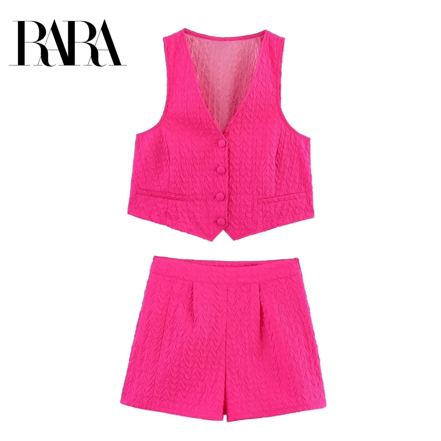 RARA 2025 Womens Sleeveless V - Neck Button - Front Crop Vest and High - Waisted Pleated Shorts Set for Summer
RARA 2025 Womens Sleeveless V - Neck Button - Front Crop Vest and High - Waisted Pleated Shorts Set for Summer