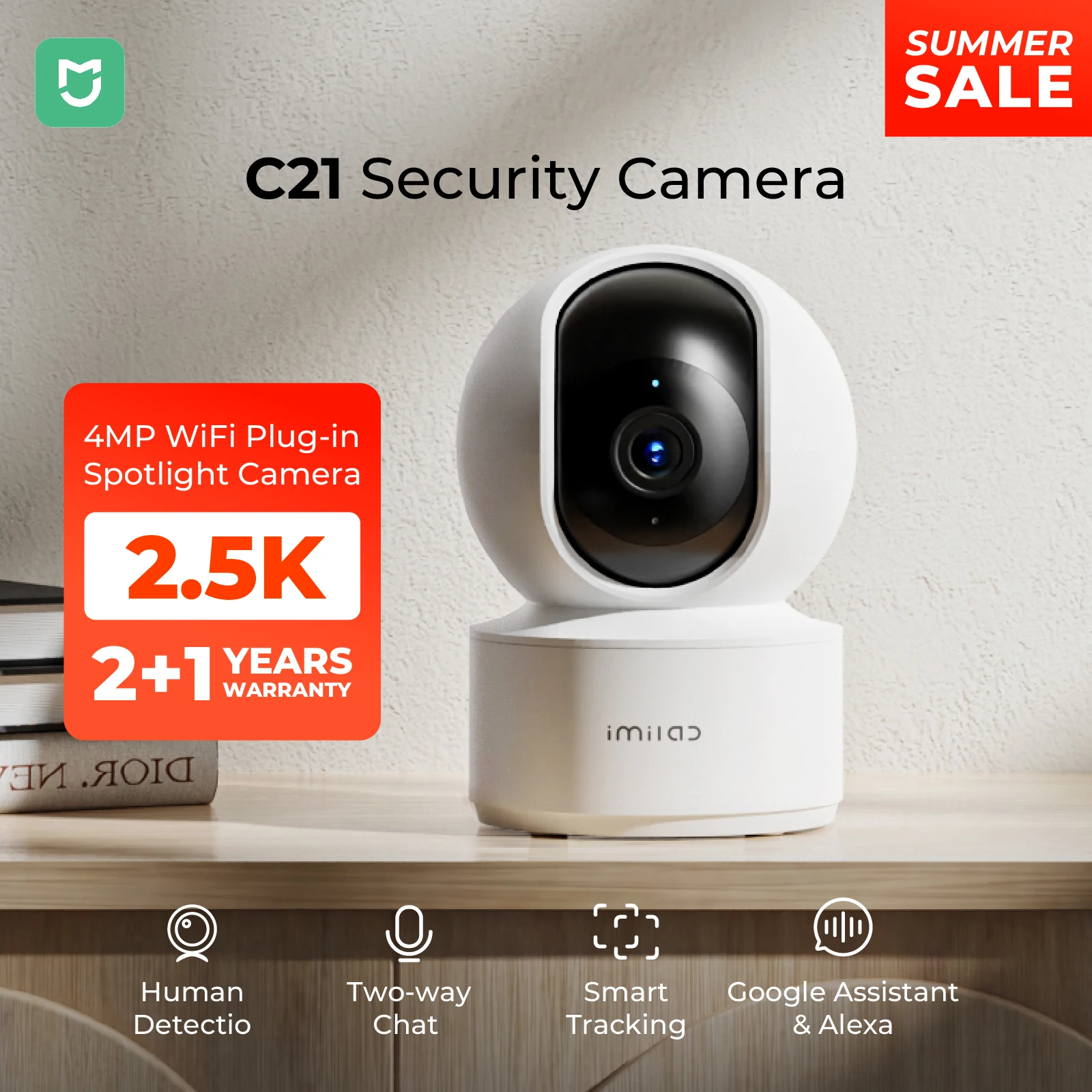 IMILAB-C21 IP Security Camera, 2.5K 360° Night Vision, Baby Monitor with App, 2-Way Audio, AI Detection, 2.4GHz WiFi
IMILAB-C21 IP Security Camera, 2.5K 360° Night Vision, Baby Monitor with App, 2-Way Audio, AI Detection, 2.4GHz WiFi