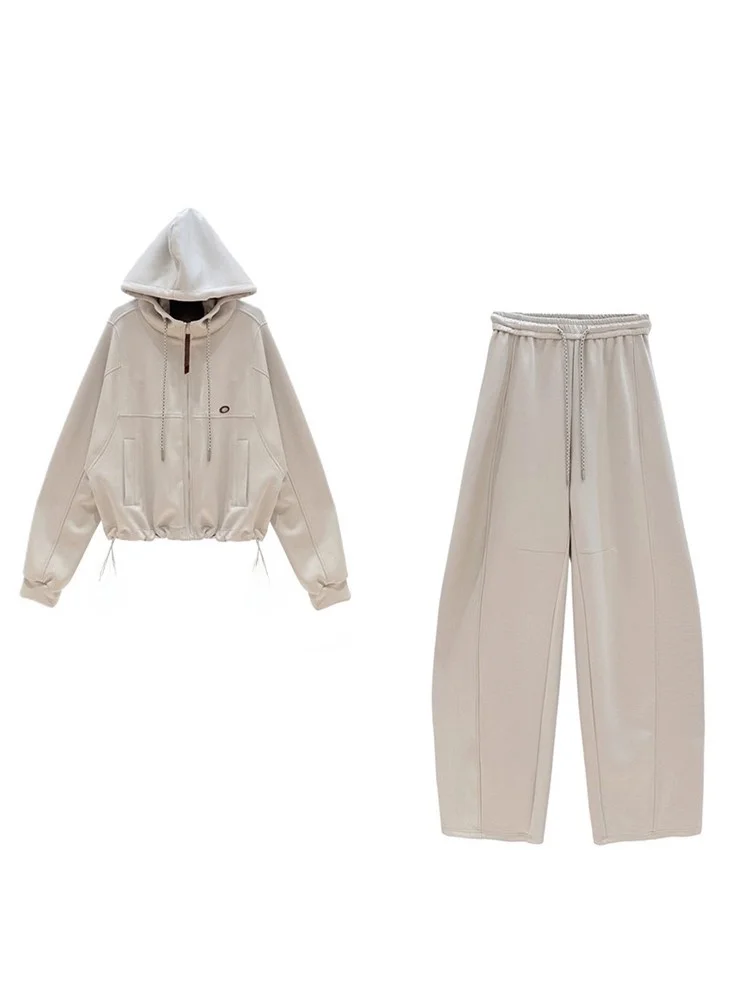Chic Korean Style Women's Fashionable Anti-Aging Hooded Jacket Top Wide Leg Pants Casual Sport Two-Piece Set Autumn Wear
Chic Korean Style Women's Fashionable Anti-Aging Hooded Jacket Top Wide Leg Pants Casual Sport Two-Piece Set Autumn Wear