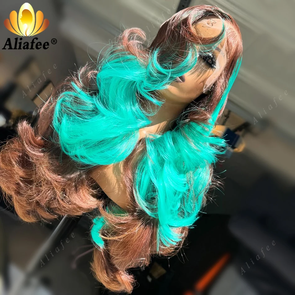 Edgy Unique Fashion Warm Chocolate Brown With Mint Green Highlight Body Wave Human Hair Wig 13x6 Transparent Lace Frontal Wigs
Edgy Unique Fashion Warm Chocolate Brown With Mint Green Highlight Body Wave Human Hair Wig 13x6 Transparent Lace Frontal Wigs