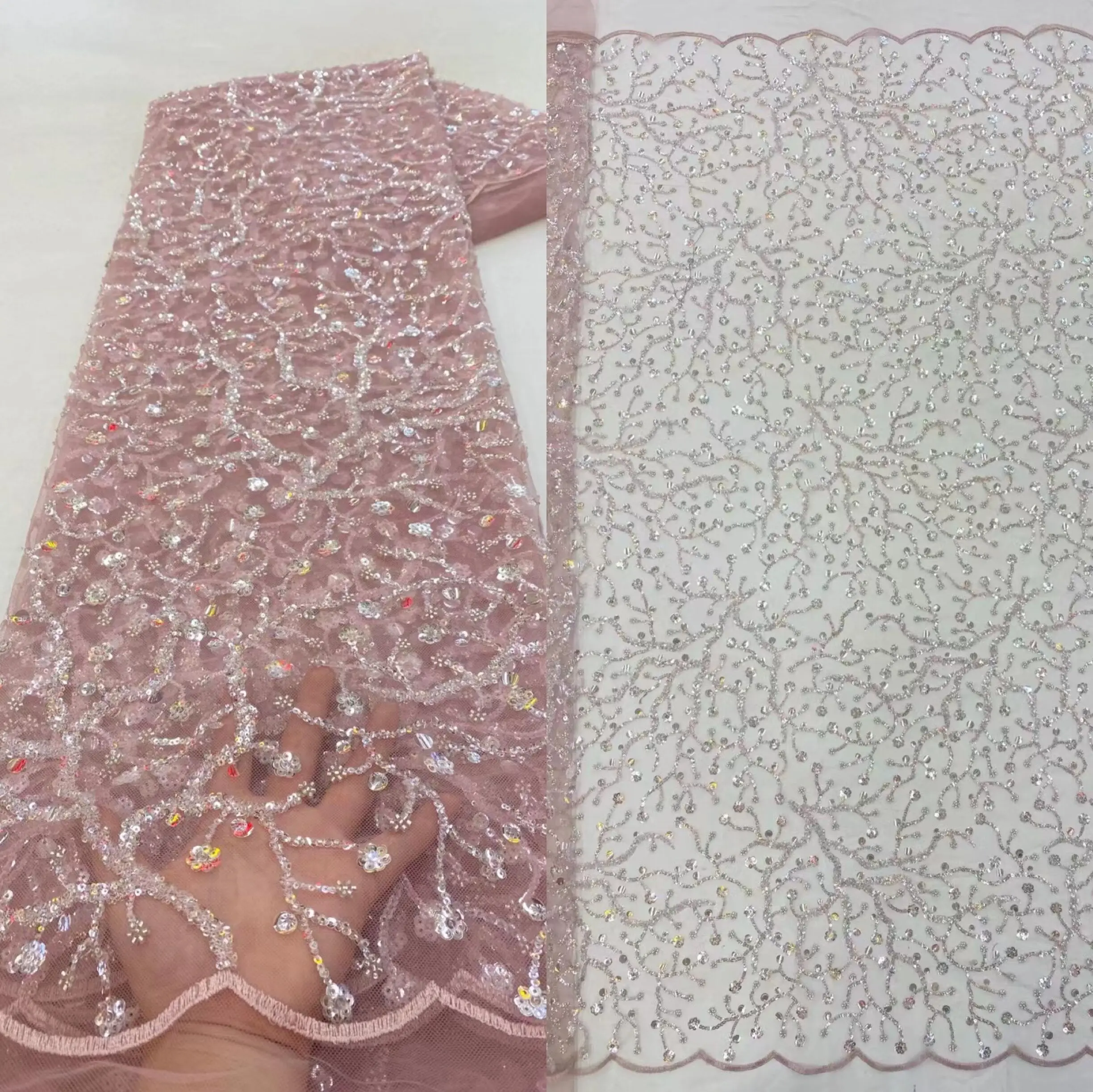 New Arrival Beaded French Net Lace fabric SYJ-1228186 African Tulle Lace Fabrics With Sequins Embroidery For Party Dress
New Arrival Beaded French Net Lace fabric SYJ-1228186 African Tulle Lace Fabrics With Sequins Embroidery For Party Dress