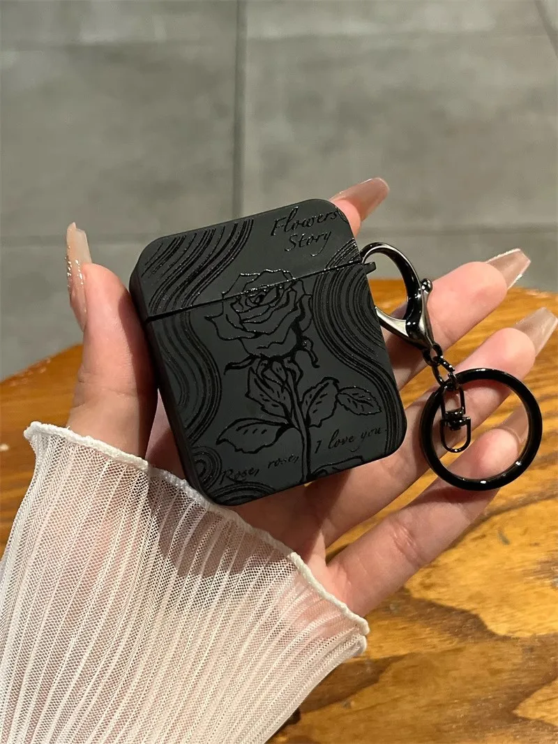 Rose Pattern Simple Black Silicone Case For Airpods Pro Airpods4 3 2 1 Wireless Bluetooth Earphone Protective Soft Cover pro2
Rose Pattern Simple Black Silicone Case For Airpods Pro Airpods4 3 2 1 Wireless Bluetooth Earphone Protective Soft Cover pro2