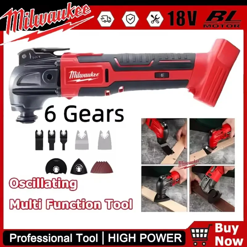Milwaukee 18V Battery Electric Oscillating Multi Function Tool 6 Gears Cordless Vibration Trimmer Cutting Saw Power Tools
Milwaukee 18V Battery Electric Oscillating Multi Function Tool 6 Gears Cordless Vibration Trimmer Cutting Saw Power Tools