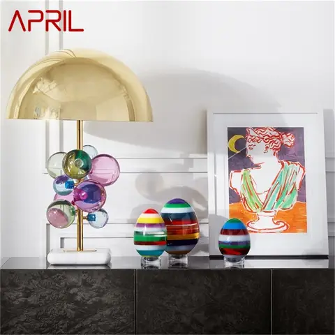 APRIL Modern Table Lamp Crystal LED Desk Light Marble Base Creative Design Decorative for Home Bedroom Living Room Office