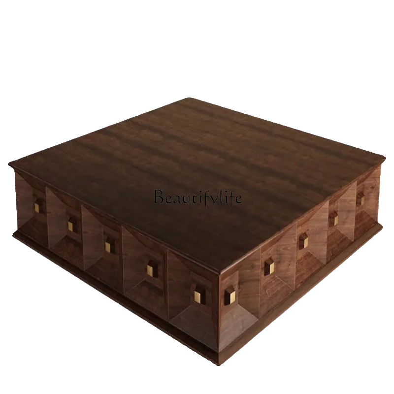 Italian light luxury solid wood square coffee table retro walnut medium and antique coffee table
Italian light luxury solid wood square coffee table retro walnut medium and antique coffee table
