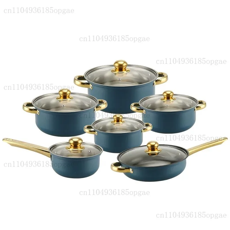 12 Piece Stainless Steel Non Stick Pot Set Colorful Gold Plated Handle Kitchen Cookware for Home Cooking
12 Piece Stainless Steel Non Stick Pot Set Colorful Gold Plated Handle Kitchen Cookware for Home Cooking