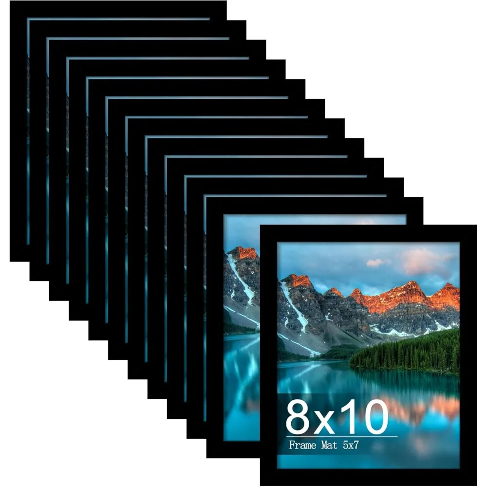 Set of 12 Black Picture Frames 8x10 or 5x7 with Mat Wall Mount or Tabletop Display
Set of 12 Black Picture Frames 8x10 or 5x7 with Mat Wall Mount or Tabletop Display