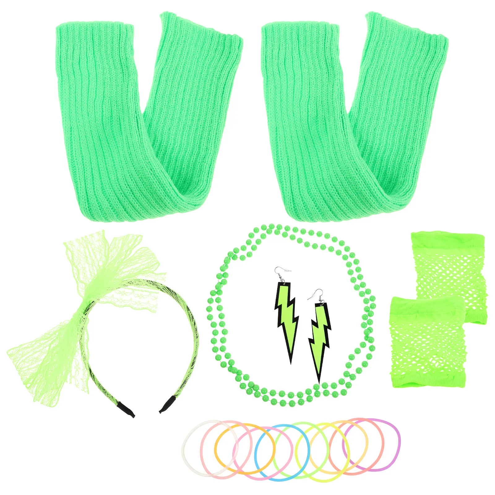 1Set 80S Retro Costume Neon Green Beaded Necklace Lace Headband Earrings Leg Warmers for 80S Theme Party Dance Fashion
1Set 80S Retro Costume Neon Green Beaded Necklace Lace Headband Earrings Leg Warmers for 80S Theme Party Dance Fashion