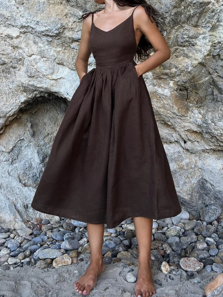 Spring Summer New Beach Style Women Dress Vintage Loose A-line Sling Dress Sexy Hot Girl 100% Cotton Backless V-neck Dress
Spring Summer New Beach Style Women Dress Vintage Loose A-line Sling Dress Sexy Hot Girl 100% Cotton Backless V-neck Dress