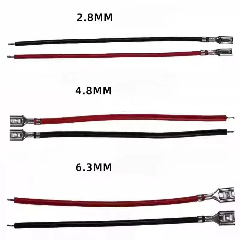 10Pcs 2.8mm/4.8mm/6.3mm Crimp Terminal Splice Female Spade Connector Splice With Red Black Wire 20cm
10Pcs 2.8mm/4.8mm/6.3mm Crimp Terminal Splice Female Spade Connector Splice With Red Black Wire 20cm