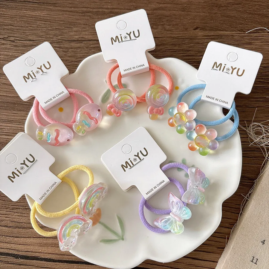 Summer Kids Hair Ties 2Pcs Cartoon Transparent Hairbands Rainbow Butterfly Elastics Gentle Snag-Free Girls Hair Accessories Gift 
Summer Kids Hair Ties 2Pcs Cartoon Transparent Hairbands Rainbow Butterfly Elastics Gentle Snag-Free Girls Hair Accessories Gift