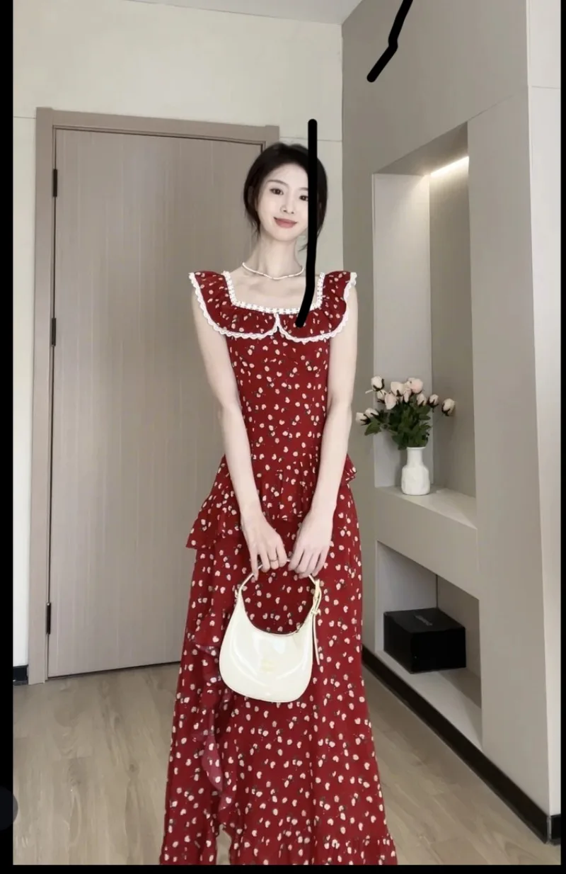 Red Irregular Ruffled Floral Dress Women's Spring and Summer Slim Fit A-line Long Dress Fashion Female Clothes
Red Irregular Ruffled Floral Dress Women's Spring and Summer Slim Fit A-line Long Dress Fashion Female Clothes