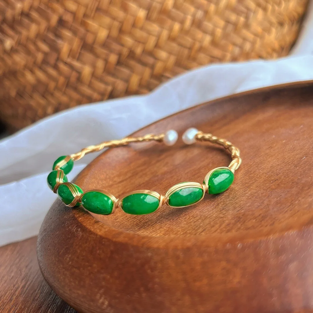 14K gold-wrapped hand-woven bracelet simulation dry green jadeite bracelet women's niche Chinese style cheongsam bracelet full o
14K gold-wrapped hand-woven bracelet simulation dry green jadeite bracelet women's niche Chinese style cheongsam bracelet full o