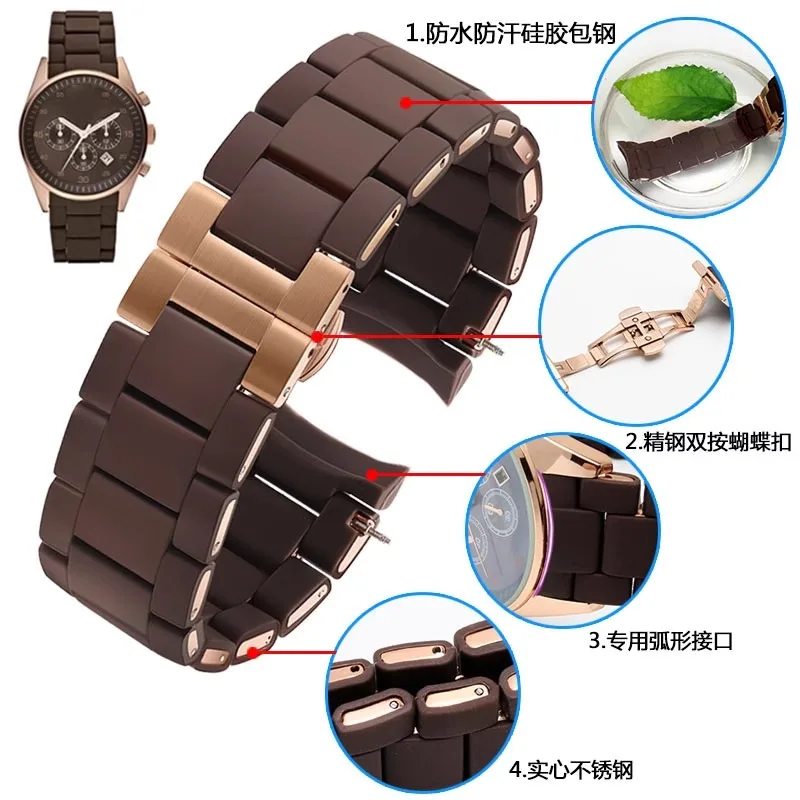 Rubber watchband bracelet For Armani AR5905 5906 AR5889 5890 5920 watchband silicone stainless steel strap man 23mm woman 20mm
Rubber watchband bracelet For Armani AR5905 5906 AR5889 5890 5920 watchband silicone stainless steel strap man 23mm woman 20mm