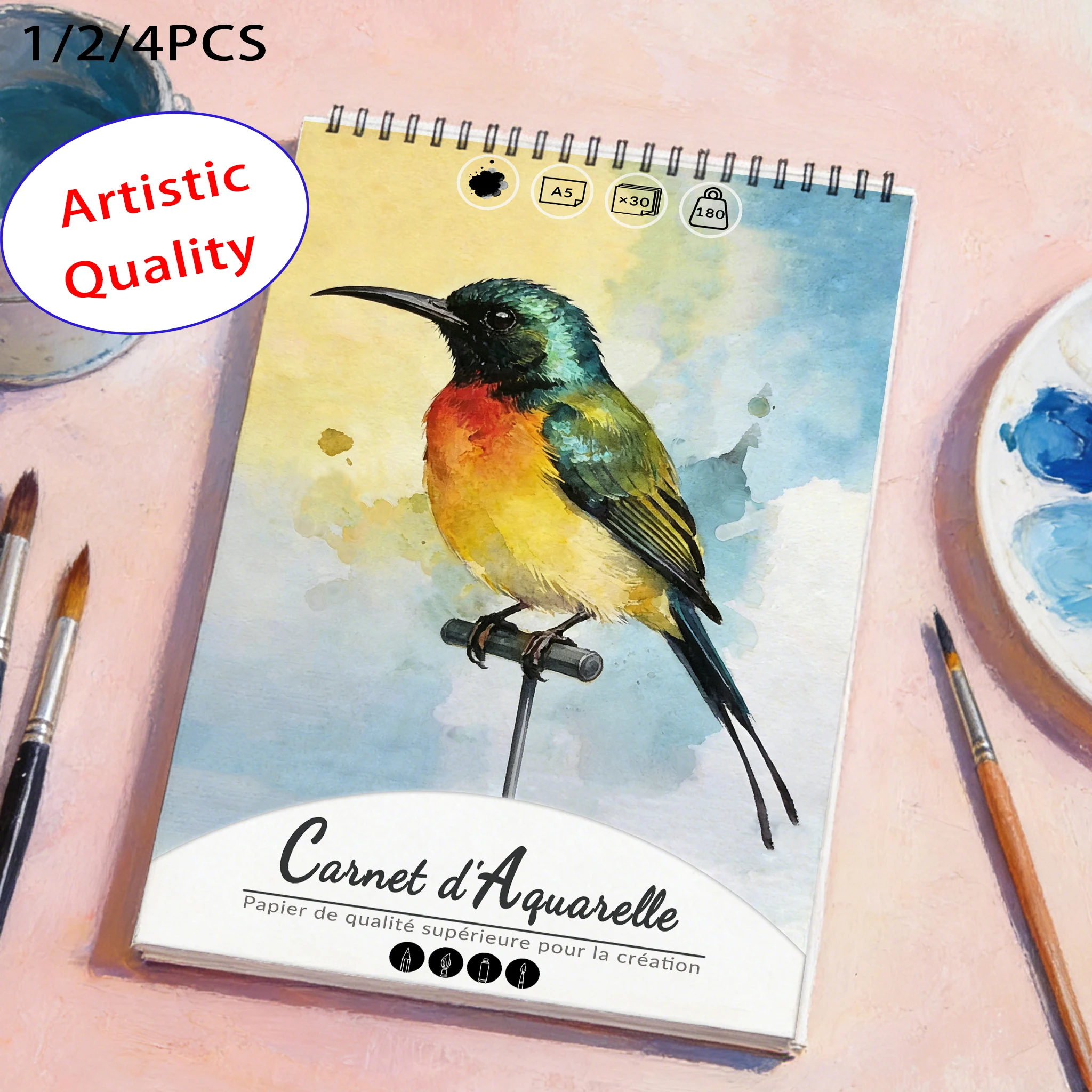 A5 Spiral Watercolor Sketchbook Pad, 180gsm Heavyweight Acid-Free Paper, 30 Sheets, Vibrant Sunbird Watercolor Cover, Perfect fo
A5 Spiral Watercolor Sketchbook Pad, 180gsm Heavyweight Acid-Free Paper, 30 Sheets, Vibrant Sunbird Watercolor Cover, Perfect fo