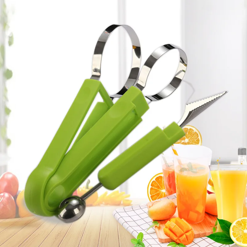 Stainless Steel 4 In 1 Melon Cutter Scoop Fruit Tools Fruit Carving Knife Fruit Cutter Dig Pulp Separator Kitchen Accessories
Stainless Steel 4 In 1 Melon Cutter Scoop Fruit Tools Fruit Carving Knife Fruit Cutter Dig Pulp Separator Kitchen Accessories