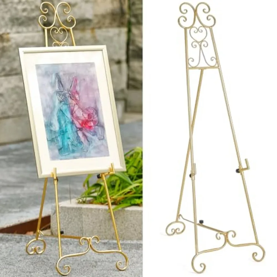 Metal Large Free Standing Adjustable Display Stand Scroll Easel with Chain Support, Gold Easel Stand for Sign, Heavy Duty Easel
Metal Large Free Standing Adjustable Display Stand Scroll Easel with Chain Support, Gold Easel Stand for Sign, Heavy Duty Easel