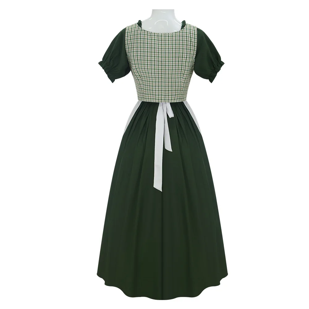 Victorian Medieval Clothing for Women Elegant Slim Pastoral Green Long Dress Carnival Party Cosplay Costume with White Apron
Victorian Medieval Clothing for Women Elegant Slim Pastoral Green Long Dress Carnival Party Cosplay Costume with White Apron