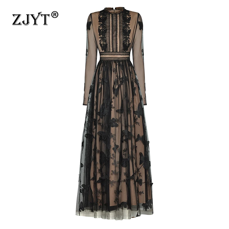 ZJYT Elegant Mesh Embroidery Long Evening Party Dresses for Women 2024 Spring Sexy Special Occasion Maxi Dress Full Sleeve Black
ZJYT Elegant Mesh Embroidery Long Evening Party Dresses for Women 2024 Spring Sexy Special Occasion Maxi Dress Full Sleeve Black