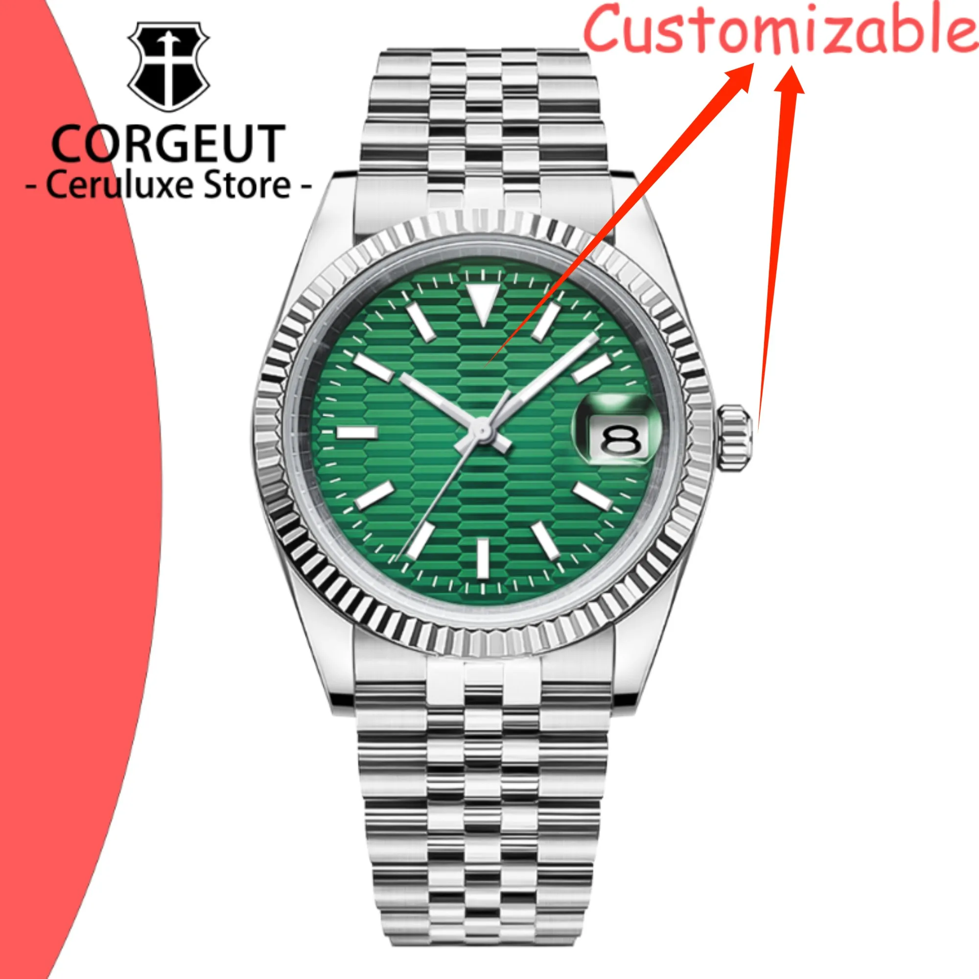 CUSTOM Logo 36/39mm Automatic Mechanical Watches NH35 Movement Sapphire Men's Watch Magnifier Display Date Reloj Hombre Watches
CUSTOM Logo 36/39mm Automatic Mechanical Watches NH35 Movement Sapphire Men's Watch Magnifier Display Date Reloj Hombre Watches