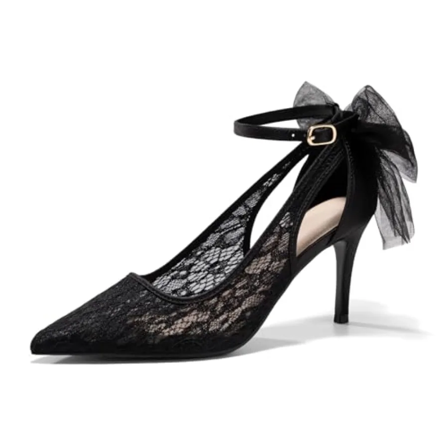 Coutgo Womens Lace High Heels Closed Pointed Toe Stiletto Pumps Bow Tie Ankle Strap Wedding Party Dress Shoes
Coutgo Womens Lace High Heels Closed Pointed Toe Stiletto Pumps Bow Tie Ankle Strap Wedding Party Dress Shoes
