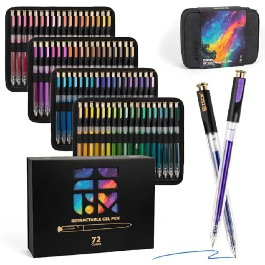 Retractable Glitter Gel Pens, Large Capacity Multicolor Glitter Metallic Gel Ink Pens, 1 mm Fine Point Smooth Writing Color Pen
Retractable Glitter Gel Pens, Large Capacity Multicolor Glitter Metallic Gel Ink Pens, 1 mm Fine Point Smooth Writing Color Pen