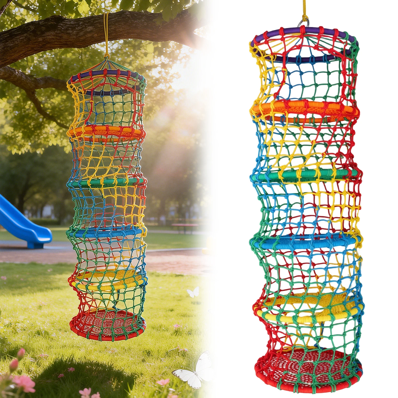 Kids Safety Rope Ladder Net Load Safety Protection 31.5x31.5x78.74in 3/5 Tiers for Treehouse Backyard Monkey Bars
Kids Safety Rope Ladder Net Load Safety Protection 31.5x31.5x78.74in 3/5 Tiers for Treehouse Backyard Monkey Bars