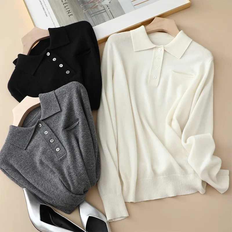 Autumn New Pure Cashmere Sweater Pocket Design Niche Knitted Shirt Pullover Women Jumper
Autumn New Pure Cashmere Sweater Pocket Design Niche Knitted Shirt Pullover Women Jumper
