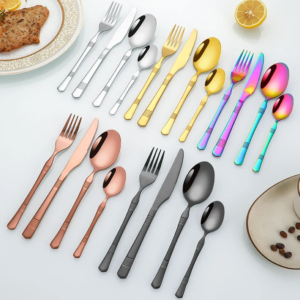 24pcs Gold Flatware Set Stainless Steel Dinnerware Tableware Knife Fork Spoon Kitchen Cutlery Dishwasher Safe Home Dinning Gift
24pcs Gold Flatware Set Stainless Steel Dinnerware Tableware Knife Fork Spoon Kitchen Cutlery Dishwasher Safe Home Dinning Gift