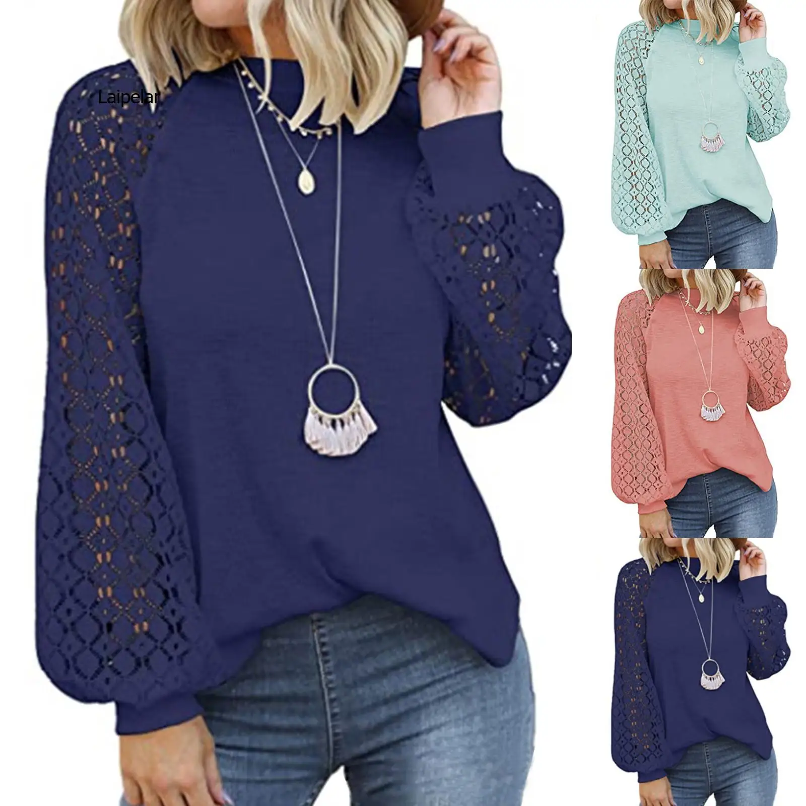 Fashion Lace Knitted Blouse Autumn Winter O-Neck Tops Tee Female Women Long Sleeve Shirt Blusas Femininas Clothing Pullover
Fashion Lace Knitted Blouse Autumn Winter O-Neck Tops Tee Female Women Long Sleeve Shirt Blusas Femininas Clothing Pullover