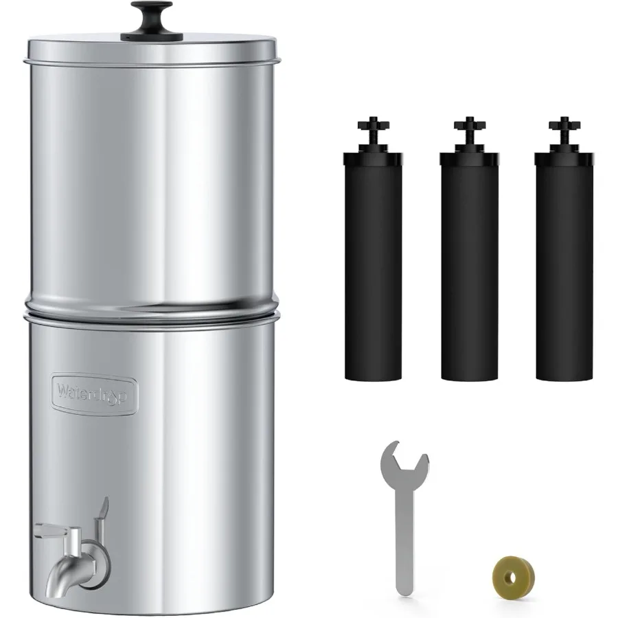 Gravity-fed Water Filter System with Upgrade 3 Black Carbon Filters and Metal Spigot 9000 Gallon Longer Lifespan and 150 Faster
Gravity-fed Water Filter System with Upgrade 3 Black Carbon Filters and Metal Spigot 9000 Gallon Longer Lifespan and 150 Faster