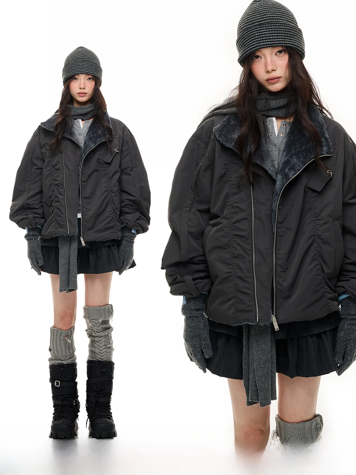 JIKOO Women's Double-Sided Wear Polar Fce Lined Cotton Jaet Stand Collar Zipper Closure Long Sve Retro Sle Workwear
JIKOO Women's Double-Sided Wear Polar Fce Lined Cotton Jaet Stand Collar Zipper Closure Long Sve Retro Sle Workwear