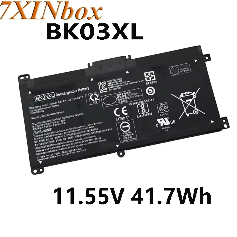 7XINbox BK03XL Аккумулятор для ноутбука 11,55 В 41,7 Втч для HP Pavilion x360 916811 -855 HSTNN-LB7S 916366 -421 916366 -541
7XINbox BK03XL Аккумулятор для ноутбука 11,55 В 41,7 Втч для HP Pavilion x360 916811 -855 HSTNN-LB7S 916366 -421 916366 -541